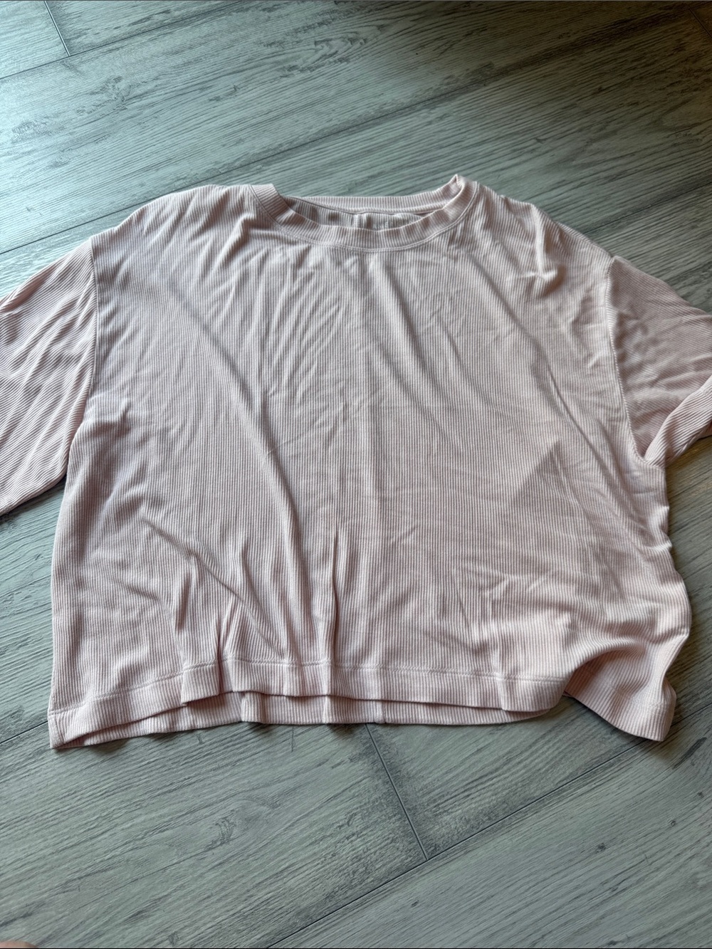 American Eagle Outfitters Ribbed Boxy Short Sleeve Tee - Light Pink